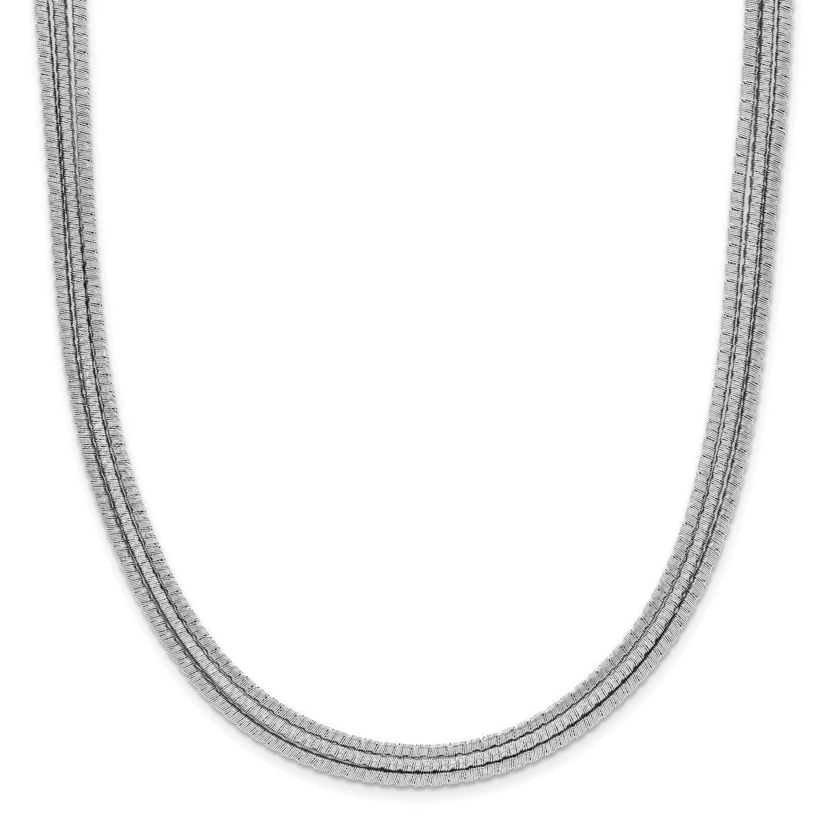 Sterling Silver Rhodium-plated Textured 3-Strand Necklace