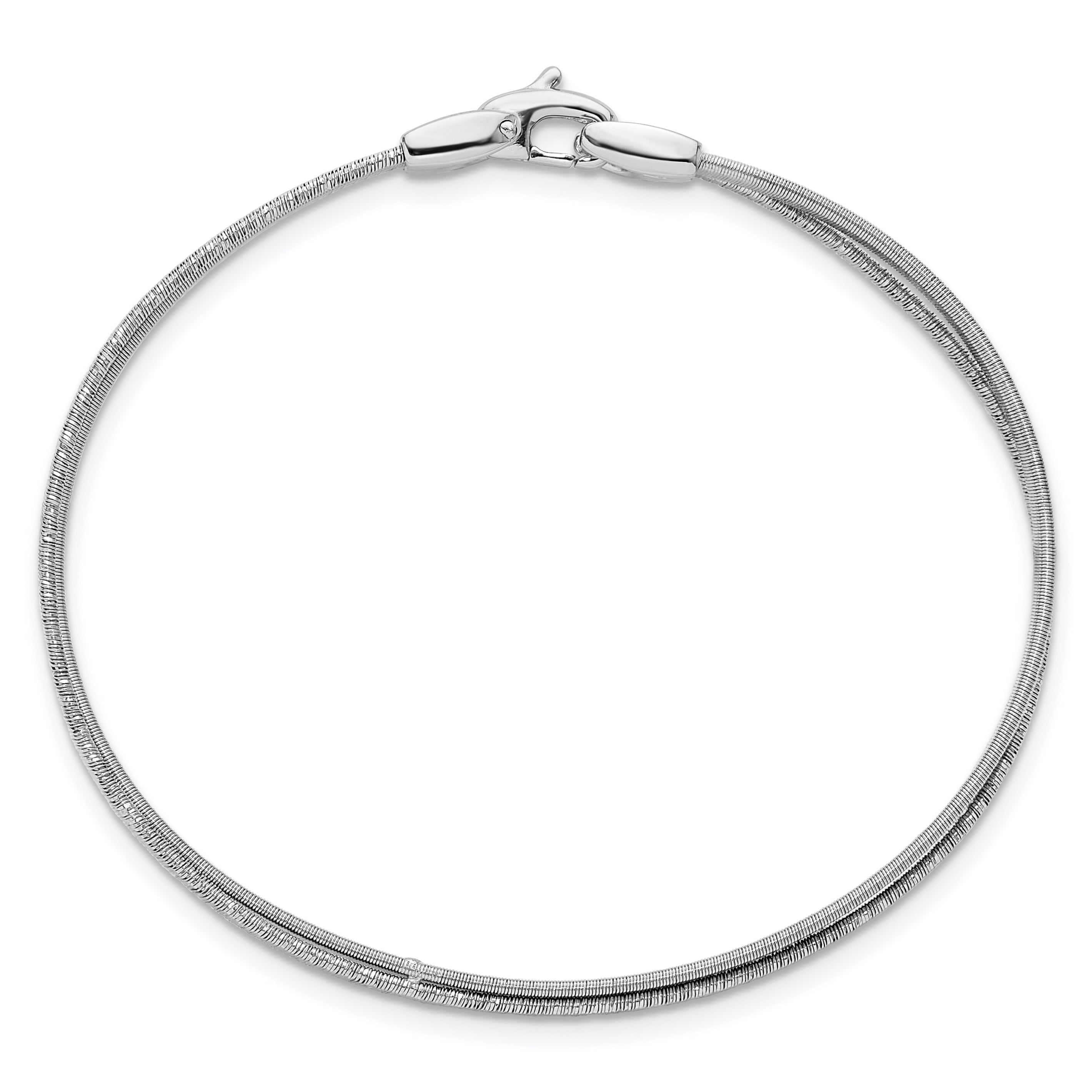 Sterling Silver Rhodium-plated Polished and Textured Bracelet