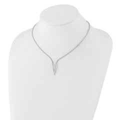 Sterling Silver Rh-plated Polished V with 2in ext. Necklace