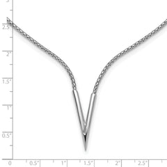 Sterling Silver Rh-plated Polished V with 2in ext. Necklace