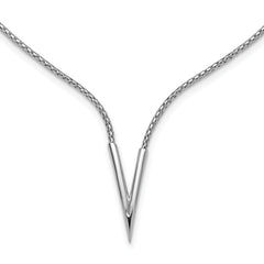 Sterling Silver Rh-plated Polished V with 2in ext. Necklace