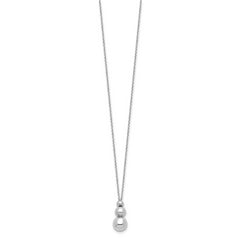 Sterling Silver Rh-plated Polished Beads with 1in ext. Necklace