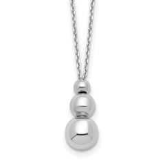 Sterling Silver Rh-plated Polished Beads with 1in ext. Necklace