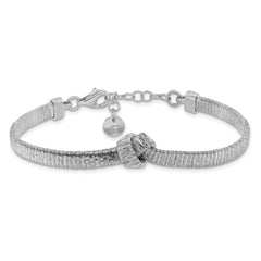 Sterling Silver Rh-plate Texture Wrapped Knot w/1in ext. Bracelet