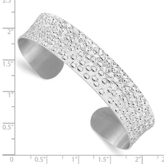 Sterling Silver Rhodium-plated Textured Bangle