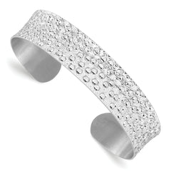 Sterling Silver Rhodium-plated Textured Bangle