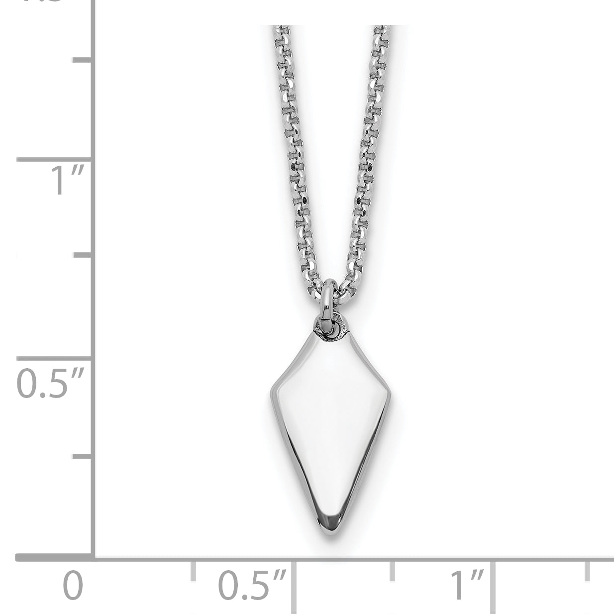 Sterling Silver Rh-plated Polished Arrowhead w/1in ext. Necklace