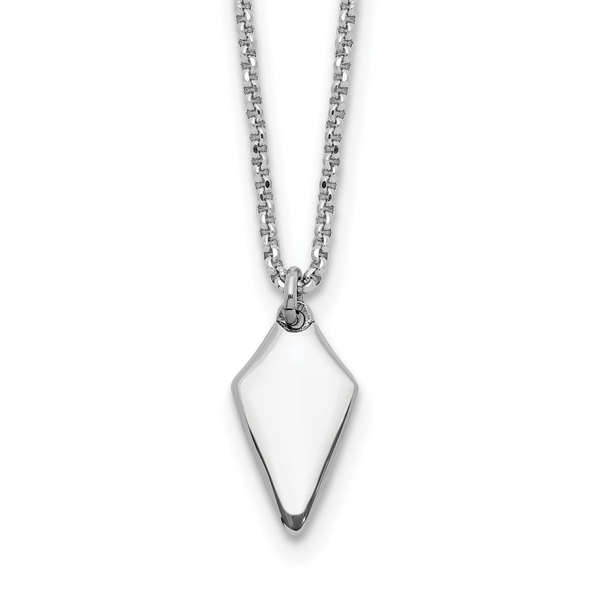 Sterling Silver Rh-plated Polished Arrowhead w/1in ext. Necklace