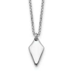 Sterling Silver Rh-plated Polished Arrowhead w/1in ext. Necklace