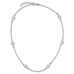 Sterling Silver Rhodium-plated Polished Suns w/1in ext. Necklace