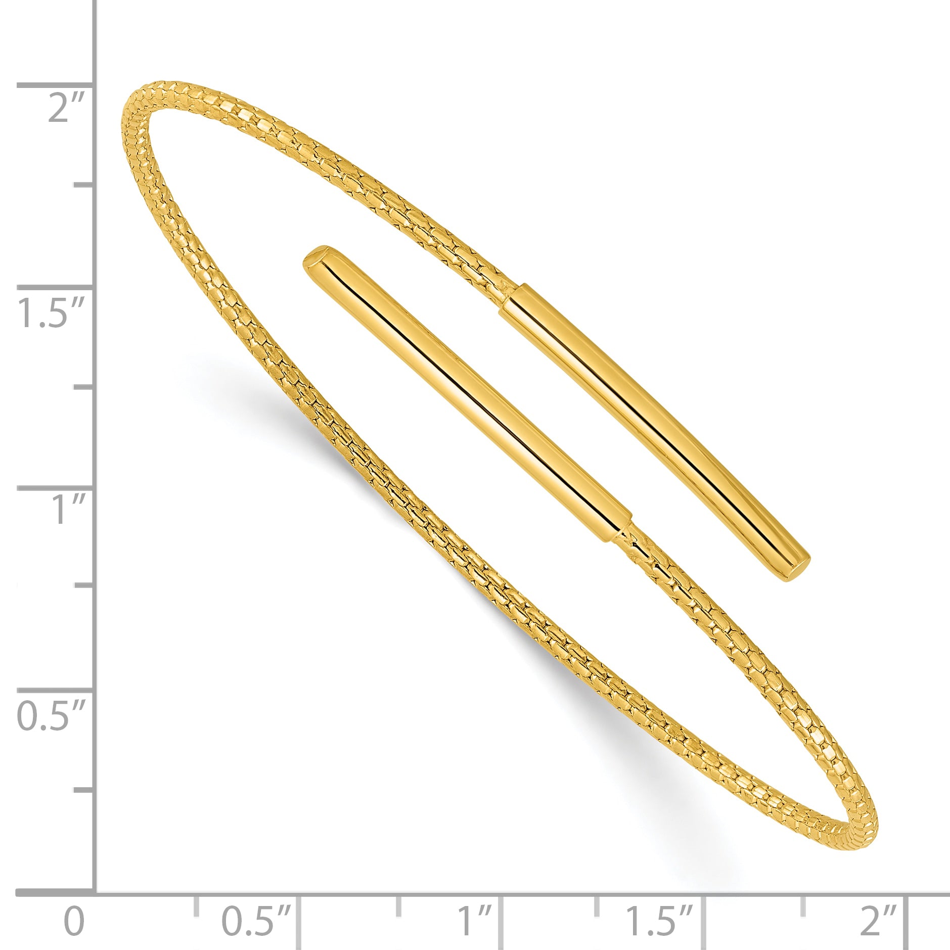 Sterling Silver Gold-plated Polished Bypass Cuff Bangle