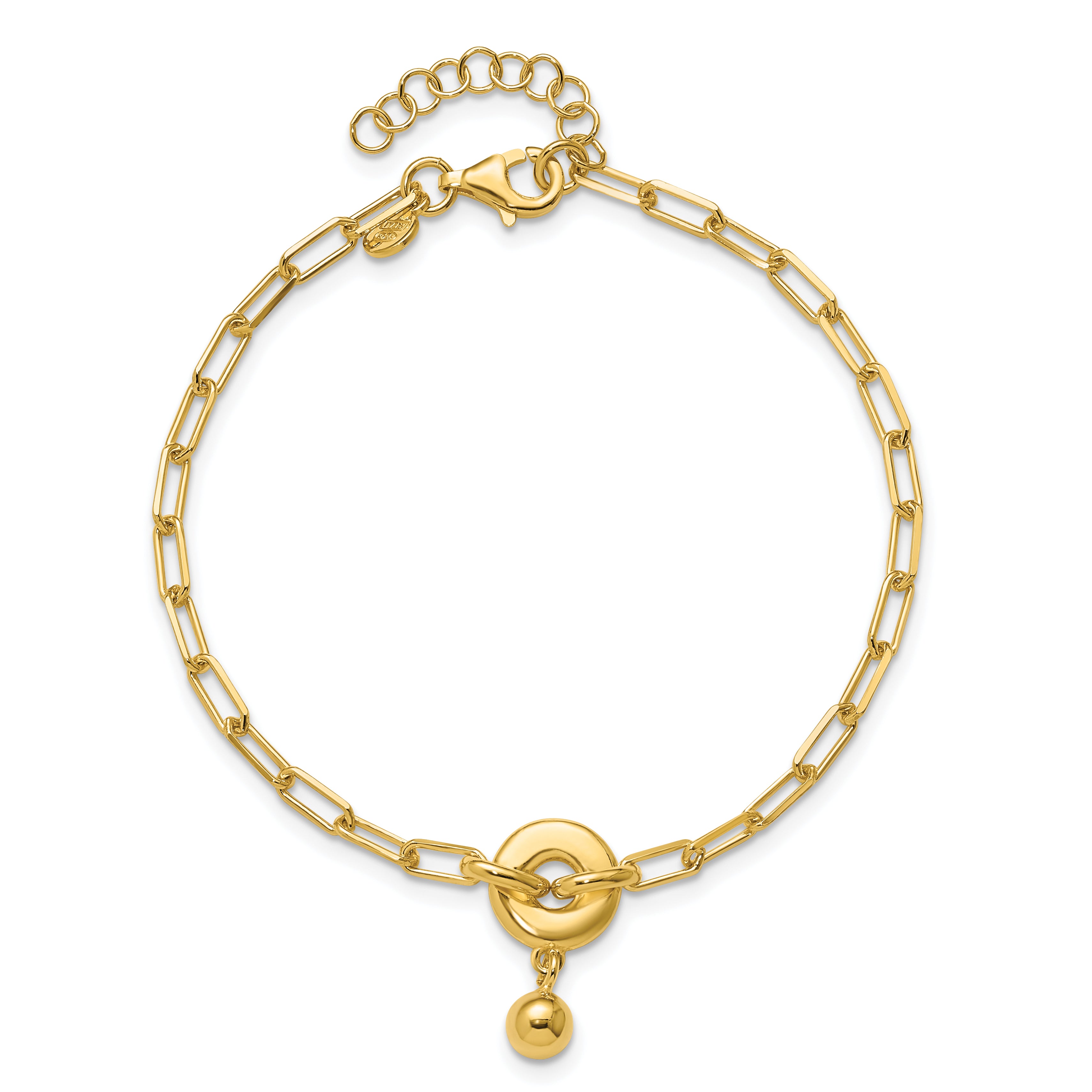 Sterling Silver Gold-plated with 1in ext. Circle Bracelet