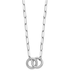 Sterling Silver Rhodium-plated Fancy Link w/1.75in ext. Necklace