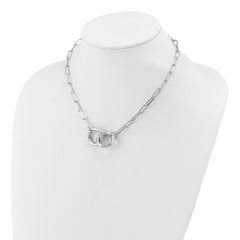 Sterling Silver Rhodium-plated Fancy Link w/1.75in ext. Necklace