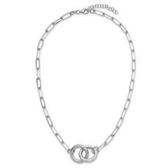 Sterling Silver Rhodium-plated Fancy Link w/1.75in ext. Necklace