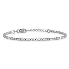 Sterling Silver Rhodium-plated Beaded with 1in ext. Bracelet