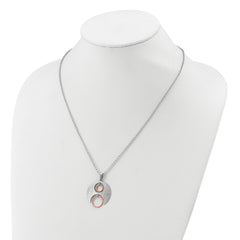 Sterling Silver Rh/Rose gold-plat Polish/Brushed w/1in ext. Neckla