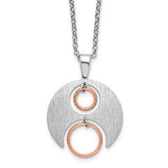 Sterling Silver Rh/Rose gold-plat Polish/Brushed w/1in ext. Neckla