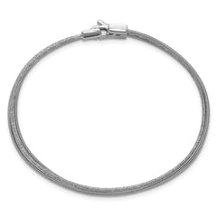 Sterling Silver Rhodium-plated Polished/Brushed Buckle Bangle