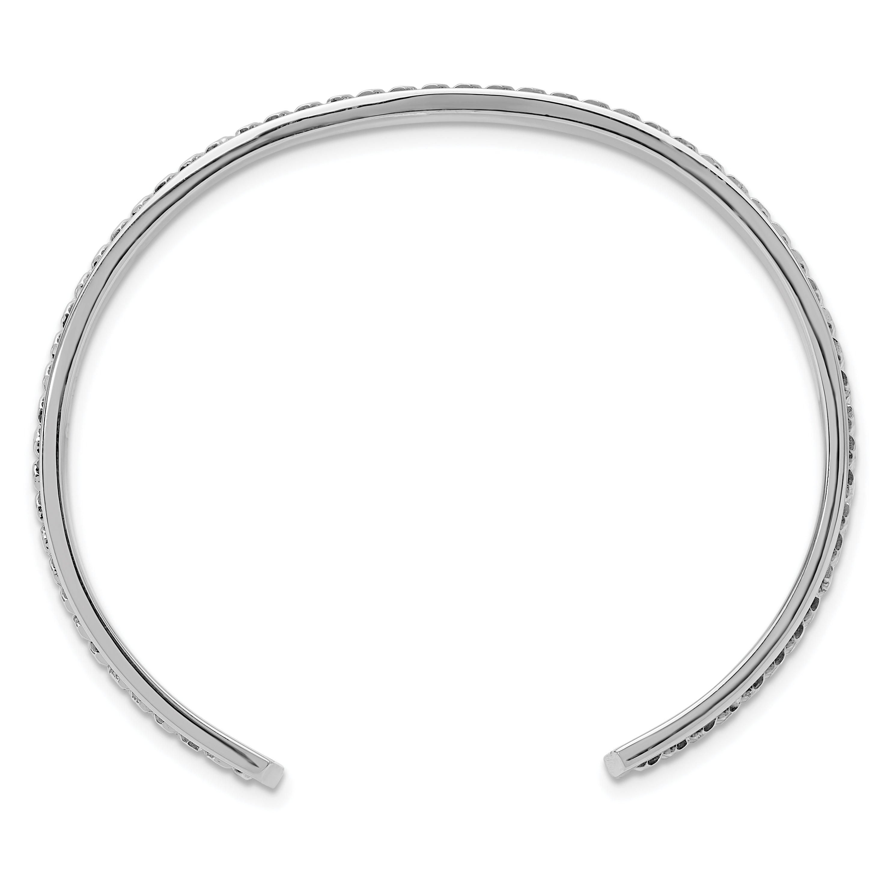 Sterling Silver Rhodium-plated Polished Curb Link Cuff Bangle