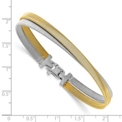 Sterling Silver Rhodium/Gold-plated Polished and Satin Bangle