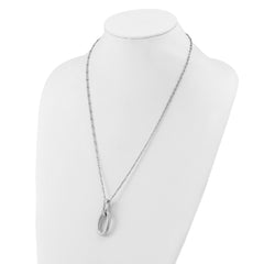 SS Rh-plated Polished 2-strand Oval w/1.5in ext. Necklace