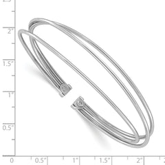 Sterling Silver Rhodium-plated Polished Flexible Cuff Bangle