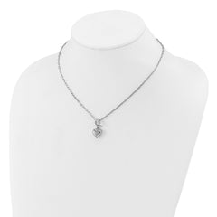 Sterling Silver Rhodium-plated Polished Heart Toggle Necklace