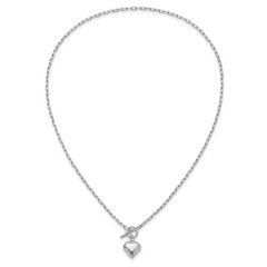 Sterling Silver Rhodium-plated Polished Heart Toggle Necklace