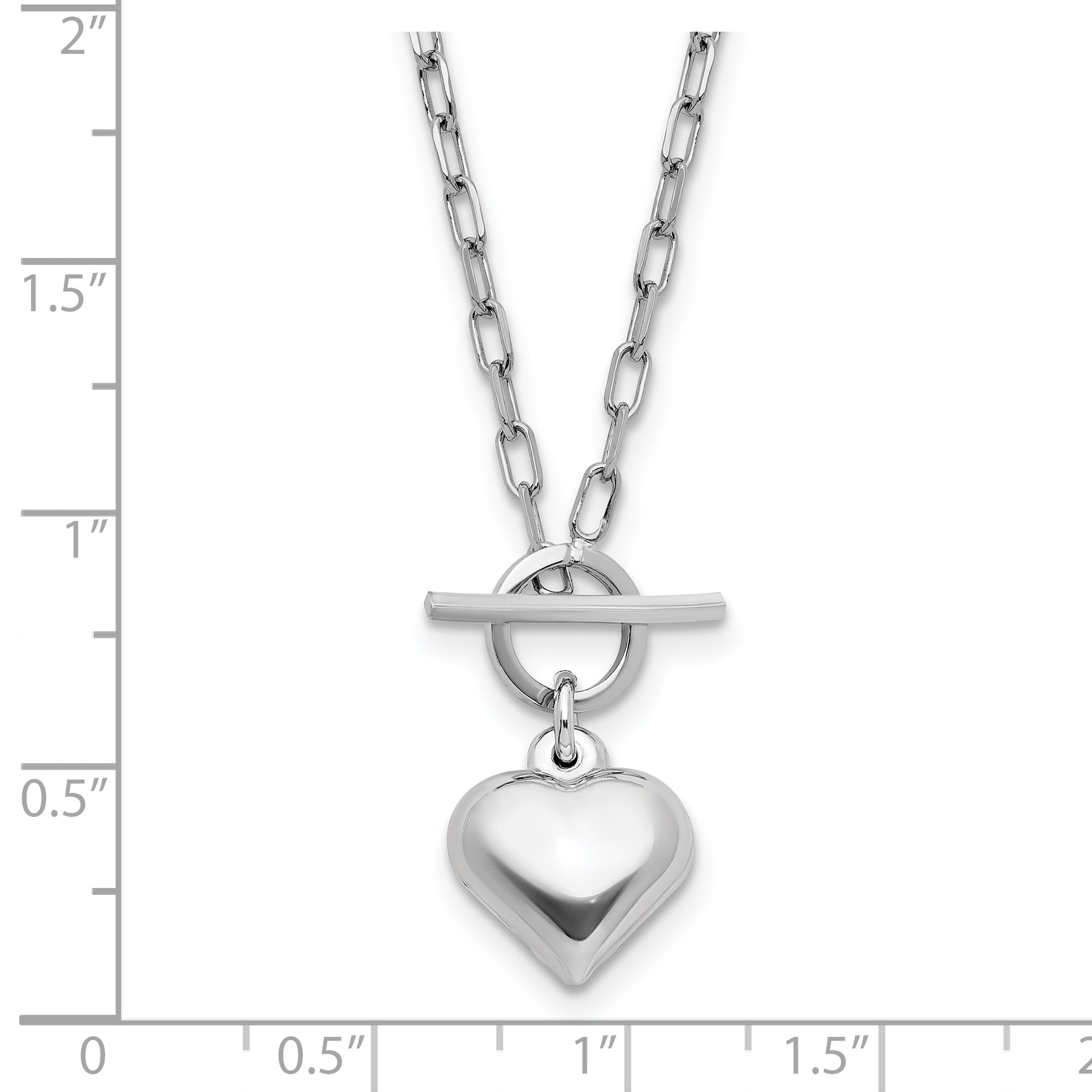 Sterling Silver Rhodium-plated Polished Heart Toggle Necklace