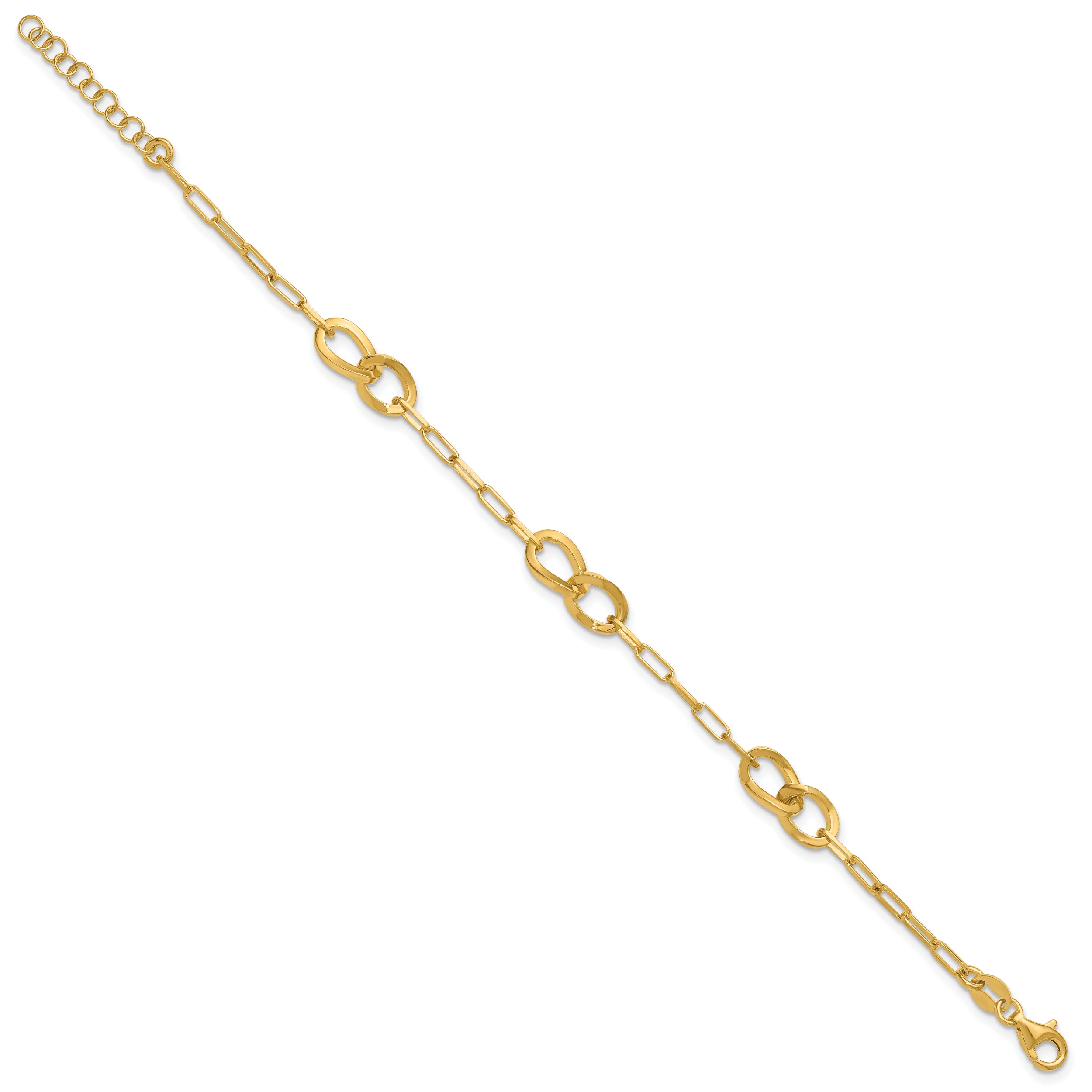 Sterling Silver Gold-plated Fancy Link with 1in ext. Bracelet