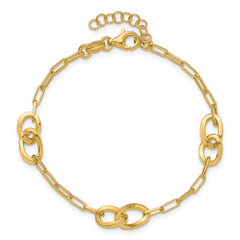 Sterling Silver Gold-plated Fancy Link with 1in ext. Bracelet