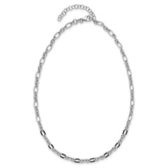 Sterling Silver Rhodium-plated w/Enamel Link w/2in ext. Necklace