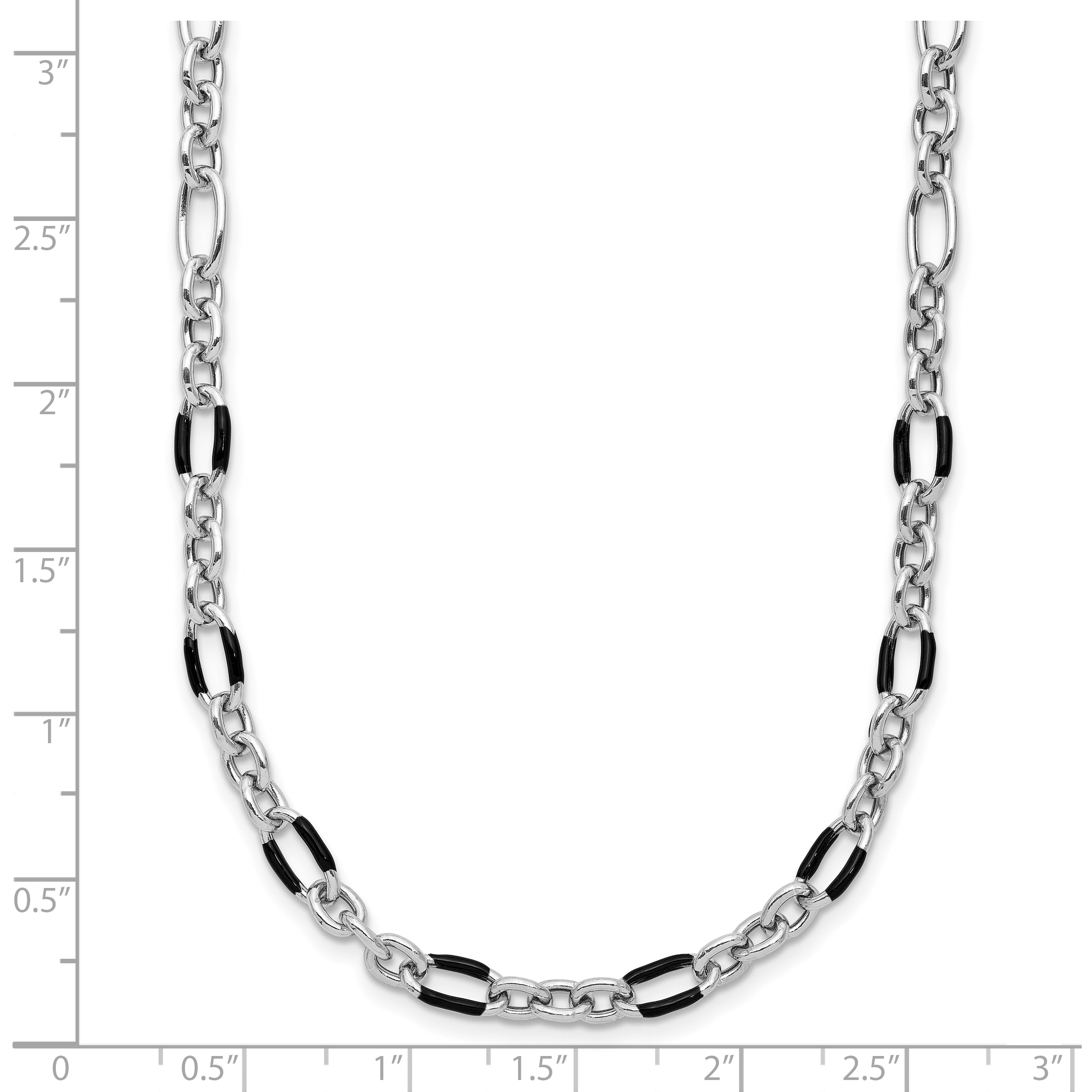 Sterling Silver Rhodium-plated w/Enamel Link w/2in ext. Necklace