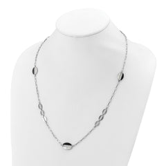 Sterling Silver Rhodium-plated Black and White MOP Necklace