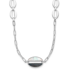 Sterling Silver Rhodium-plated Black and White MOP Necklace