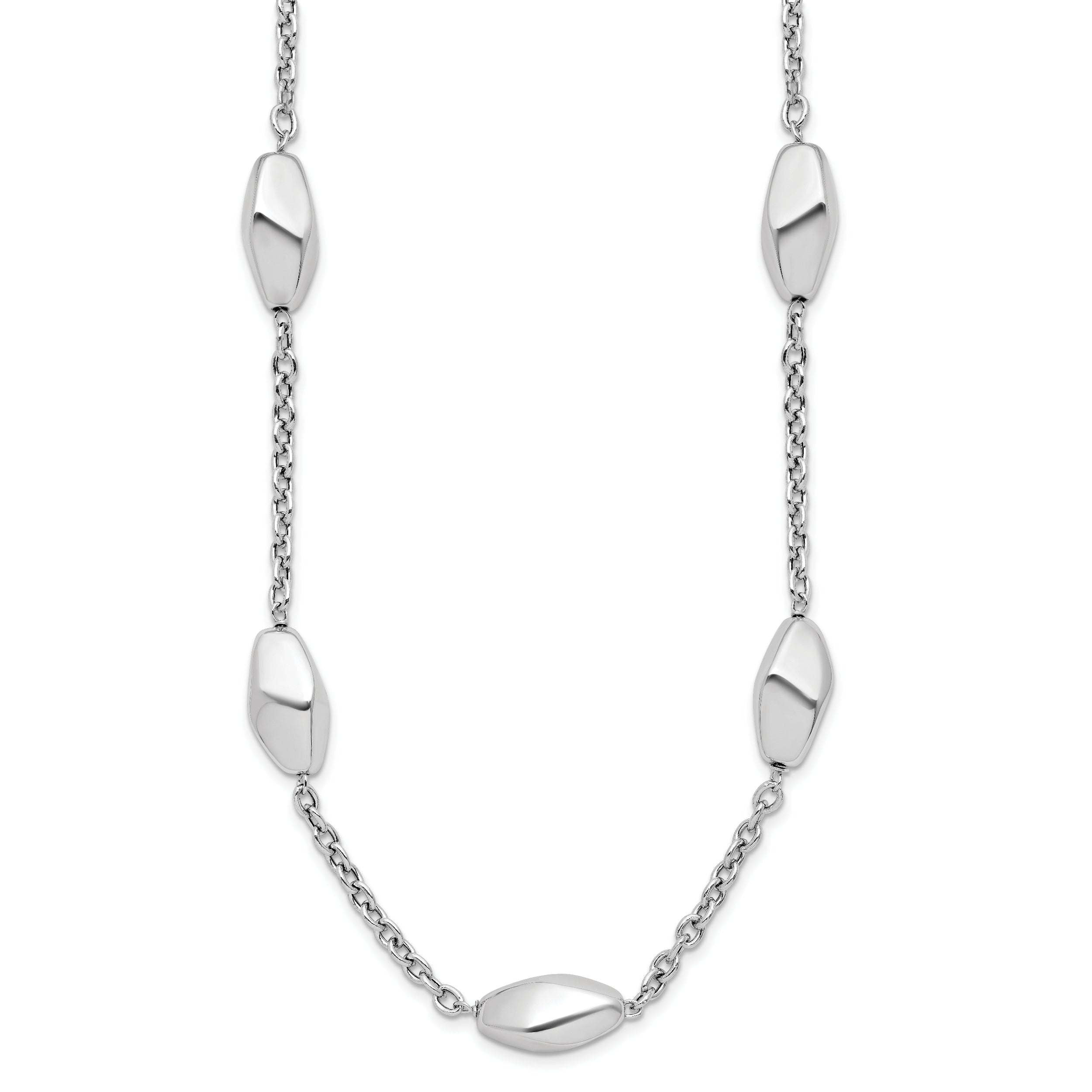 Sterling Silver Rhodium-plated Polished with 1.5in ext. Necklace