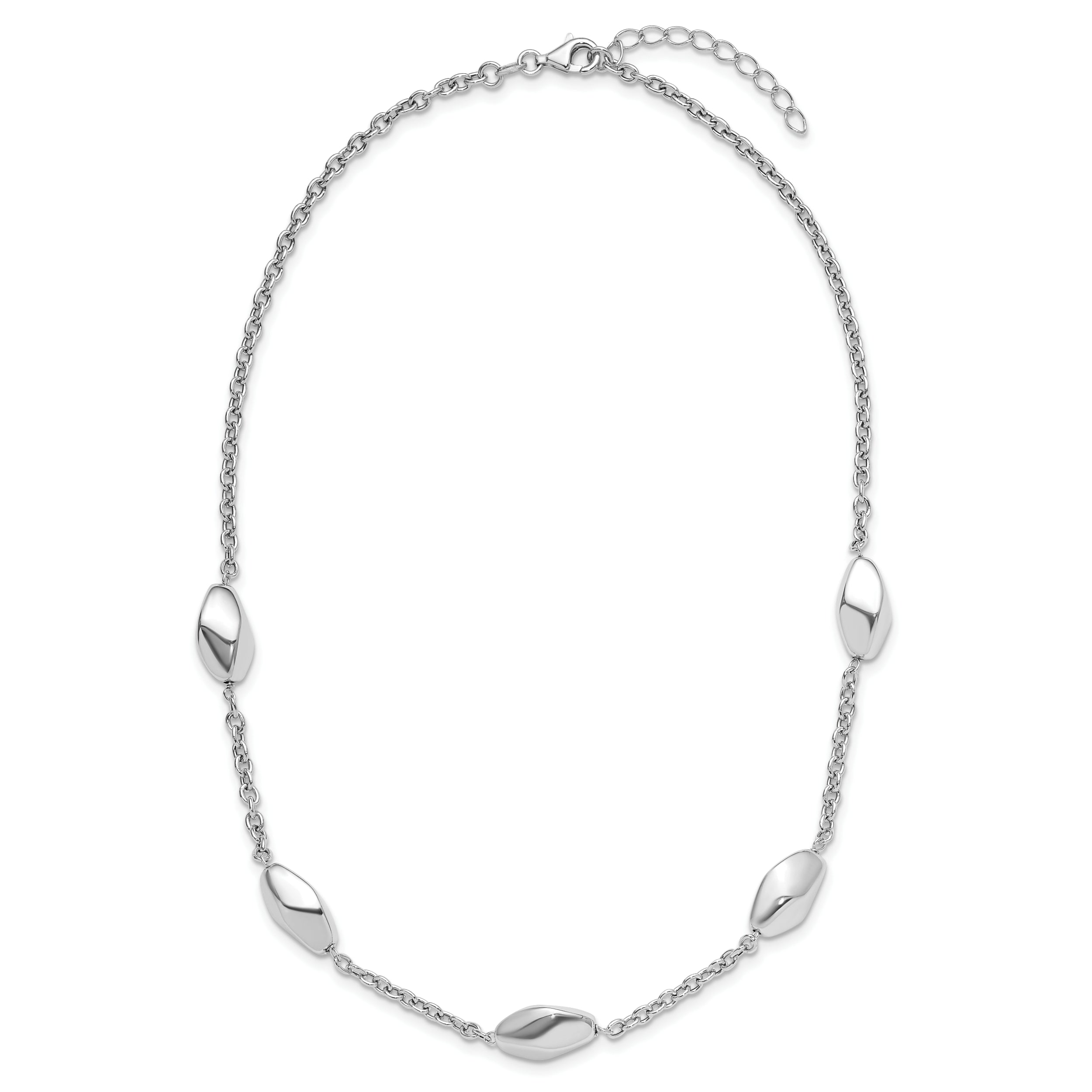 Sterling Silver Rhodium-plated Polished with 1.5in ext. Necklace