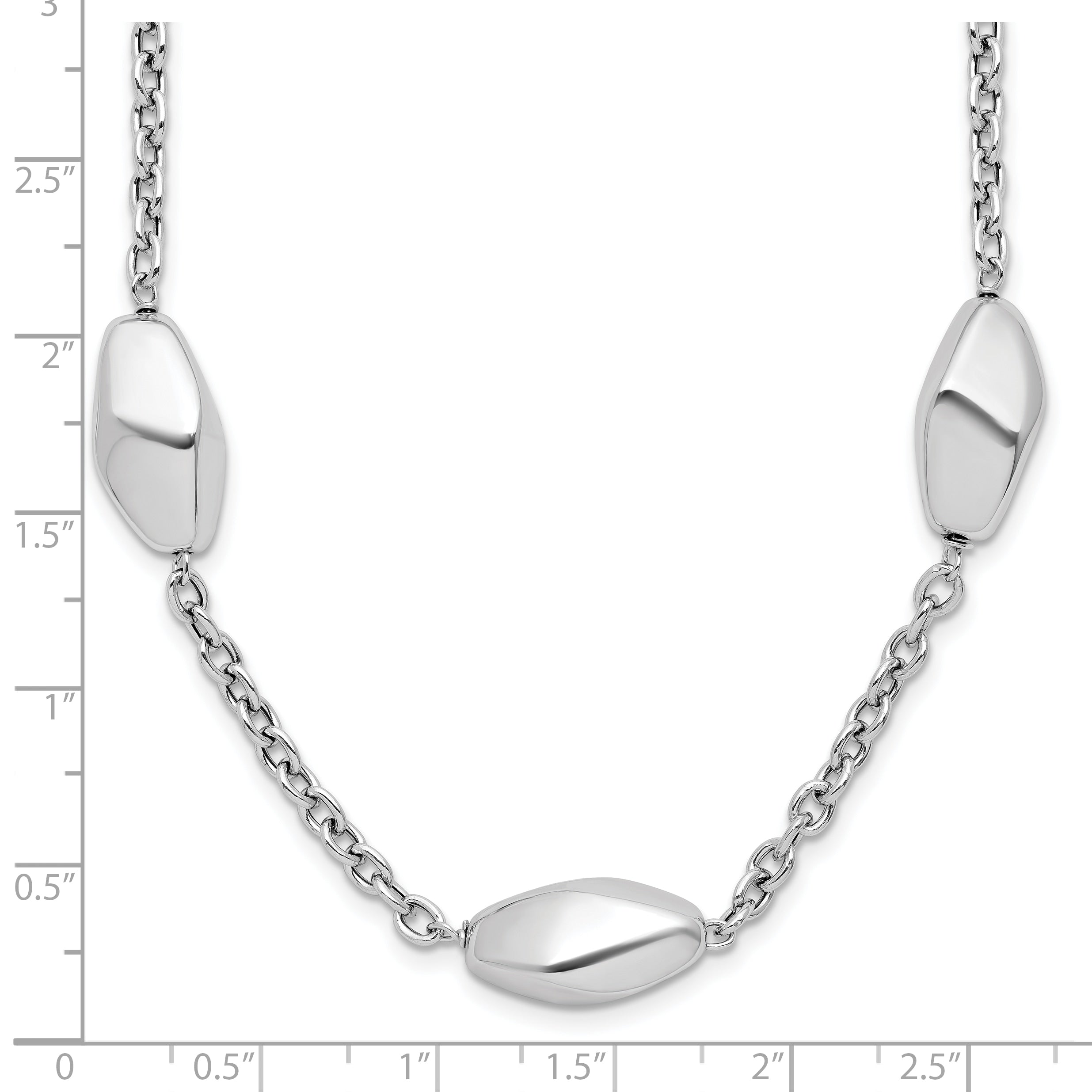 Sterling Silver Rhodium-plated Polished with 1.5in ext. Necklace