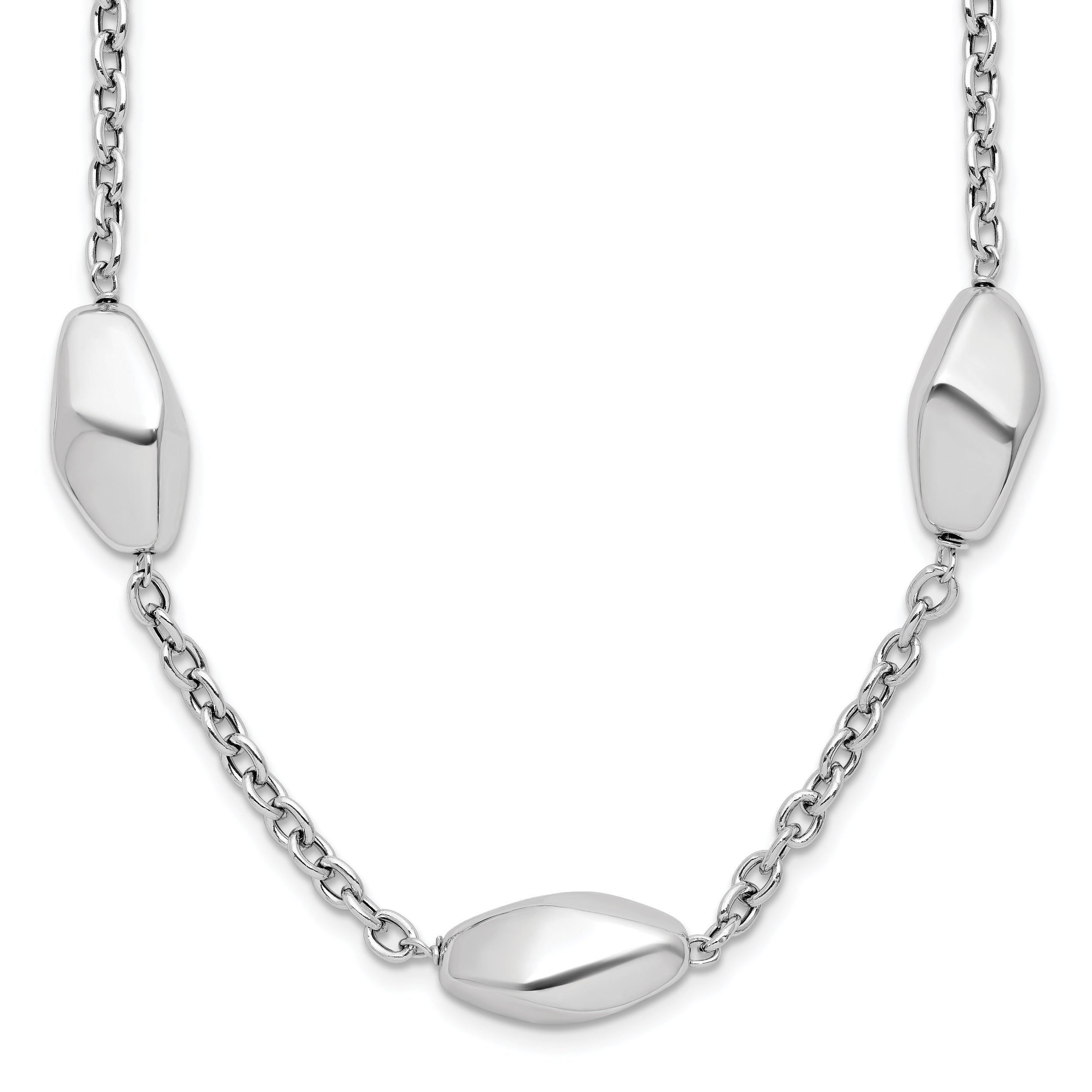 Sterling Silver Rhodium-plated Polished with 1.5in ext. Necklace