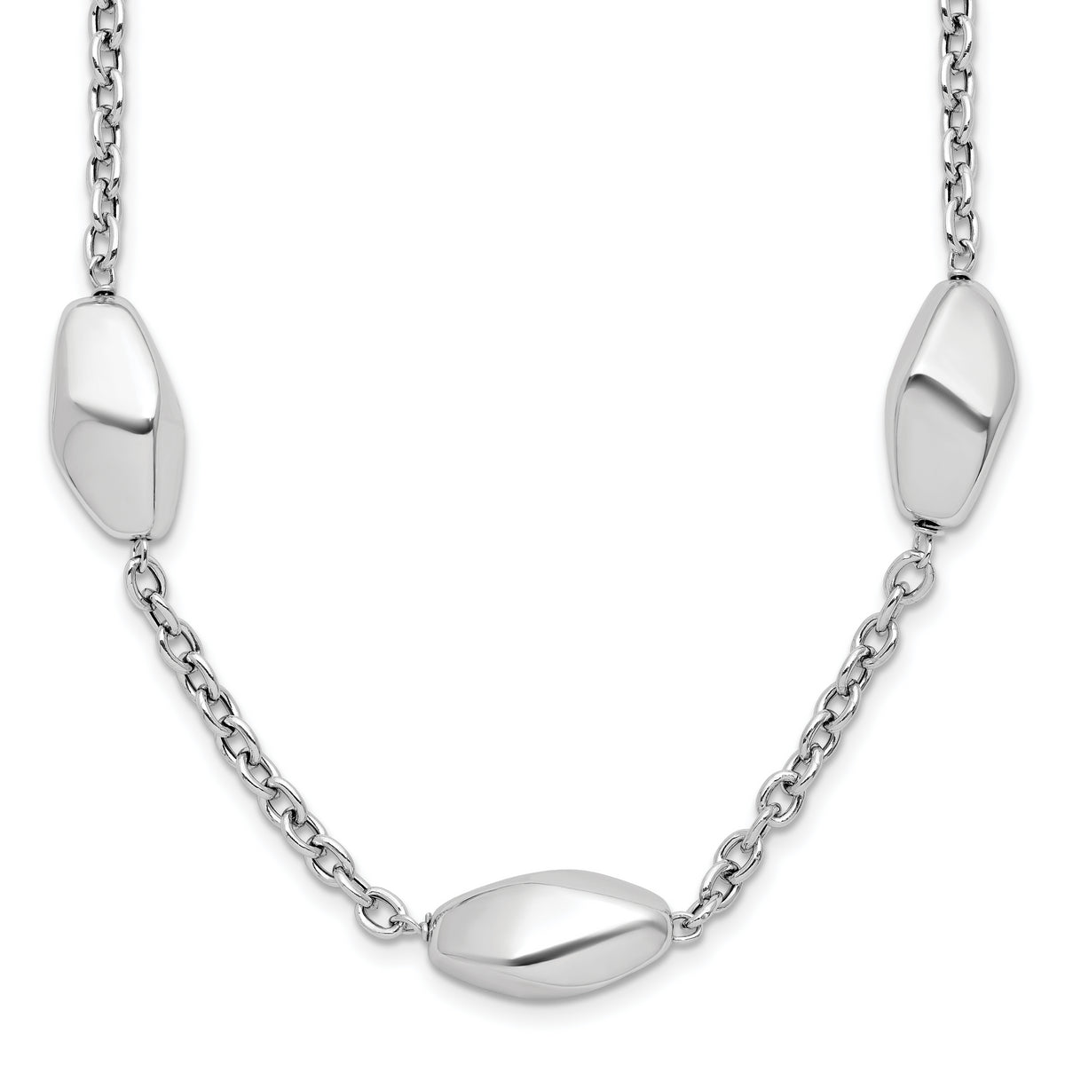 Sterling Silver Rhodium-plated Polished with 1.5in ext. Necklace