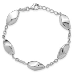 Sterling Silver Rhodium-plated Polished with .75in ext. Bracelet