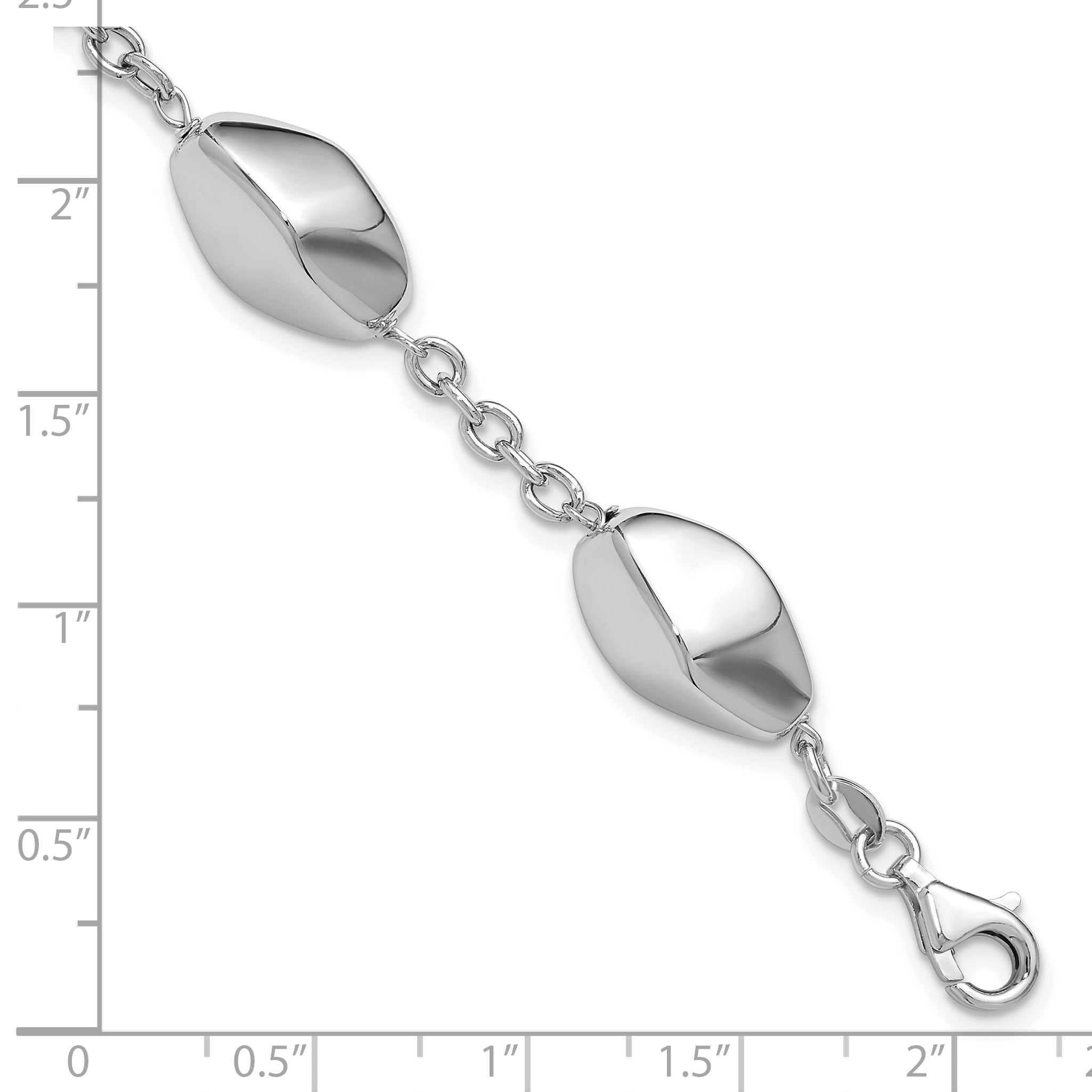 Sterling Silver Rhodium-plated Polished with .75in ext. Bracelet