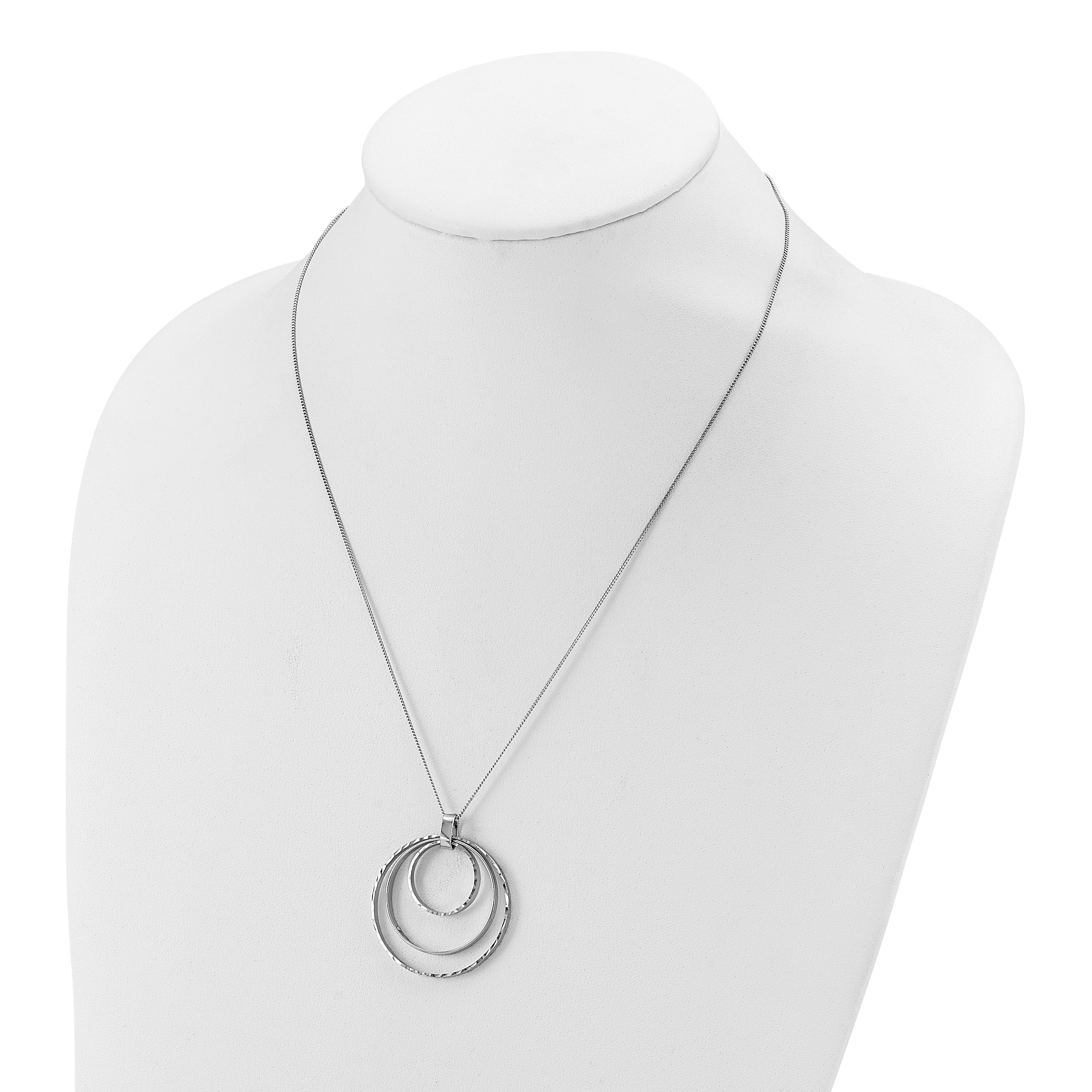 Sterling Silver Rhodium-plated D/C Circles Necklace