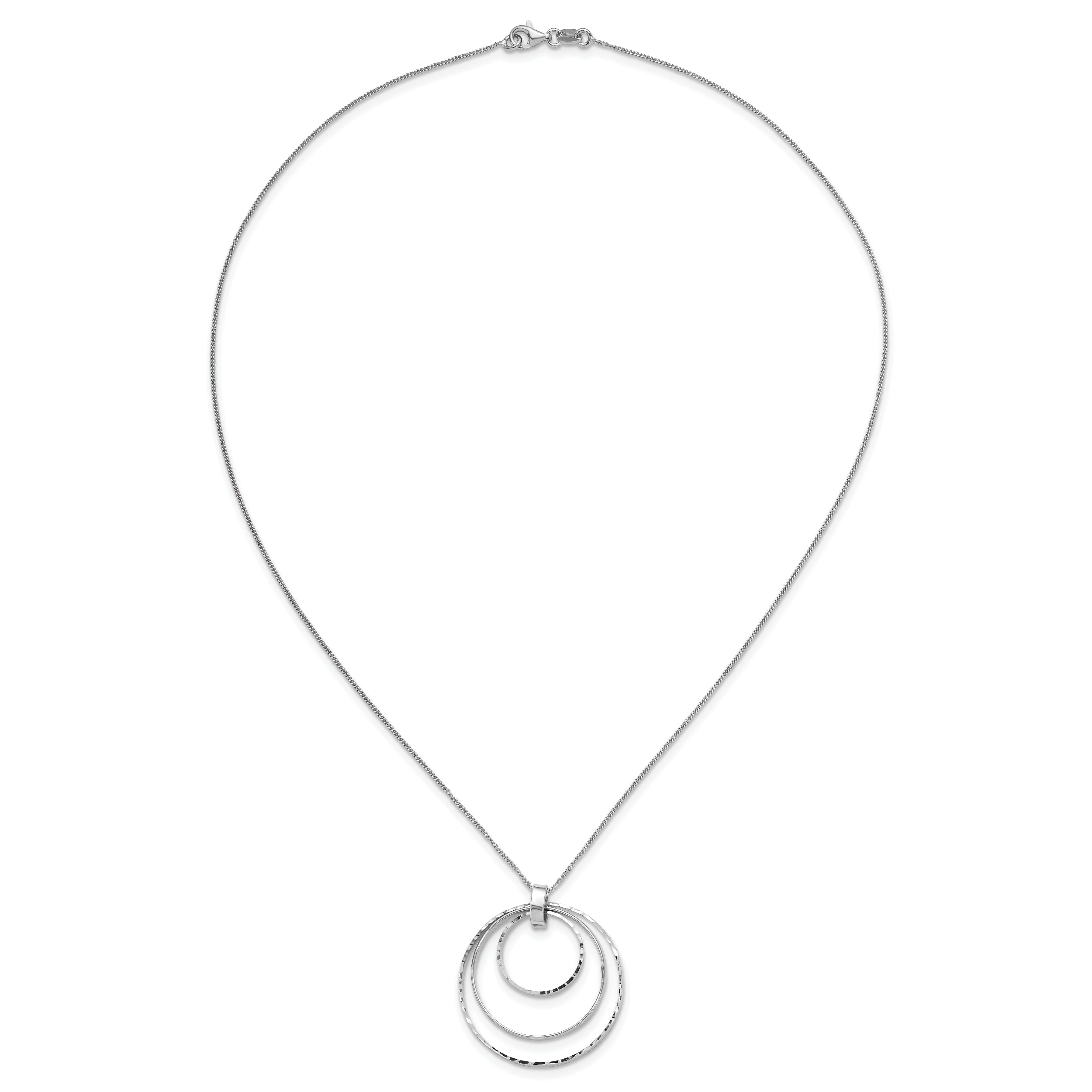 Sterling Silver Rhodium-plated D/C Circles Necklace