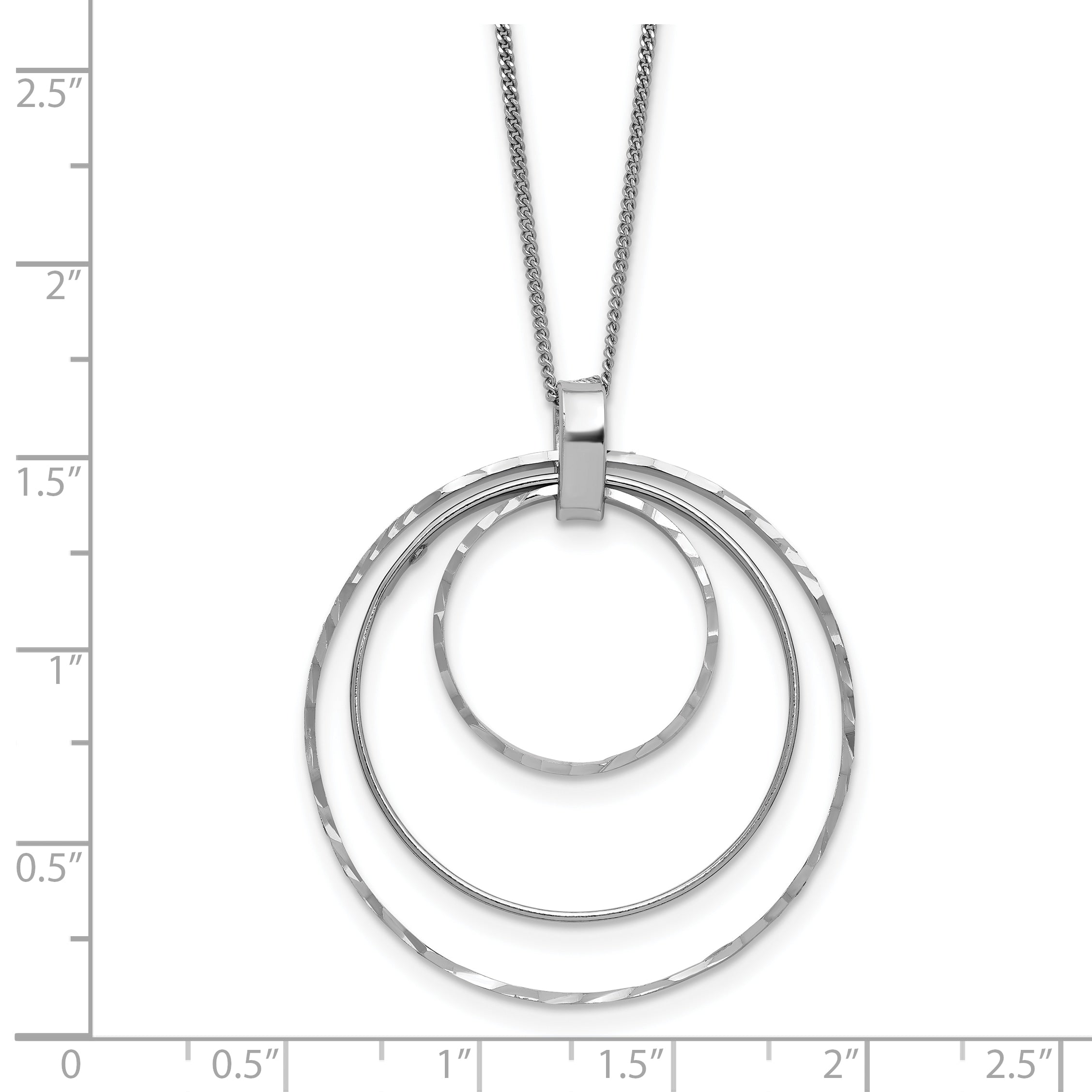 Sterling Silver Rhodium-plated D/C Circles Necklace