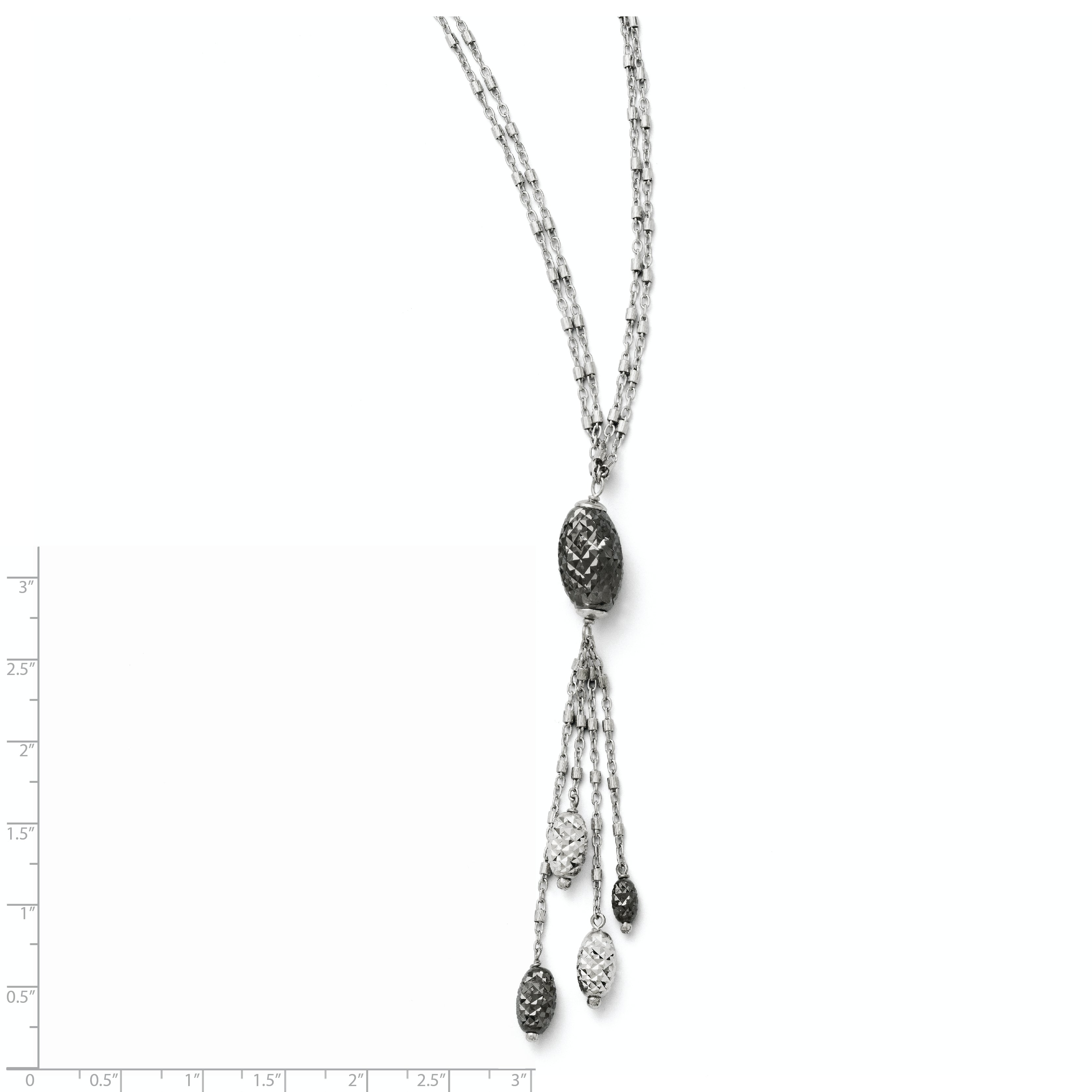 SS Ruthenium D/C Double Strand Necklace w/2in ext