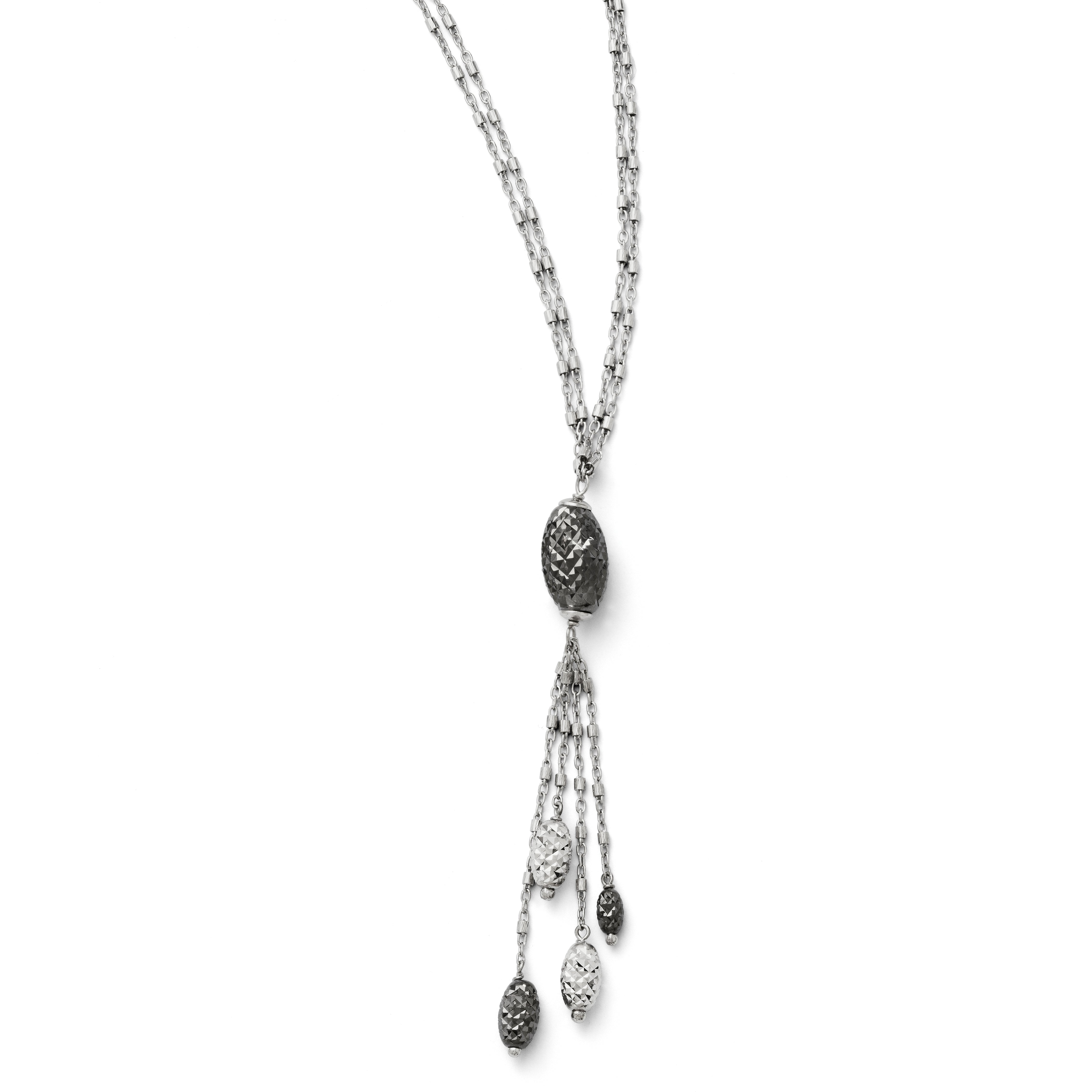 SS Ruthenium D/C Double Strand Necklace w/2in ext