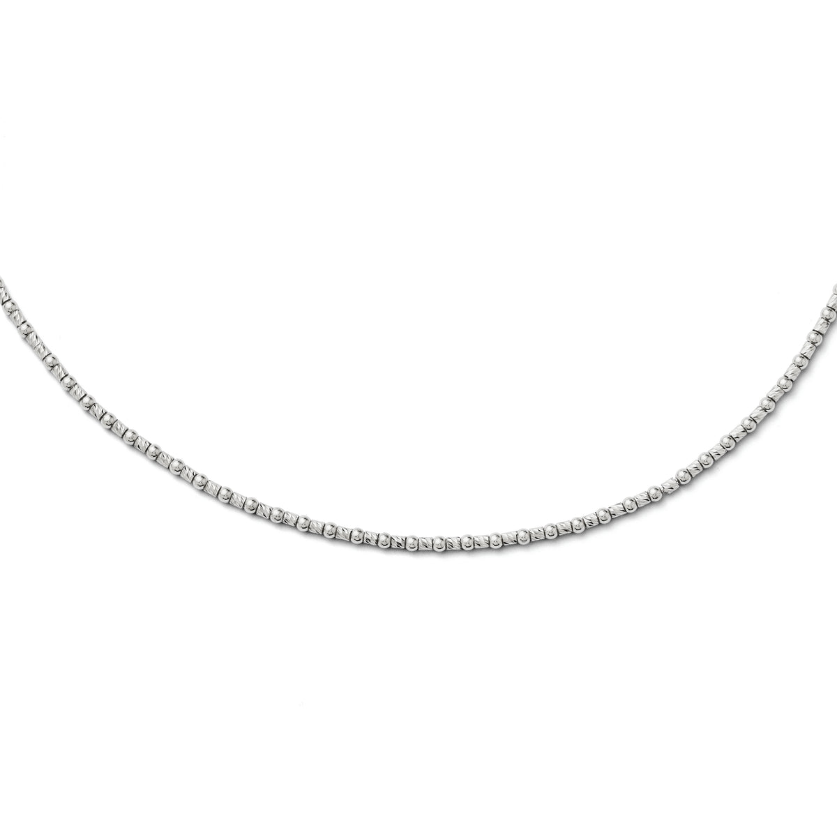 Sterling Silver Diamond-cut Beaded Necklace w/2in ext