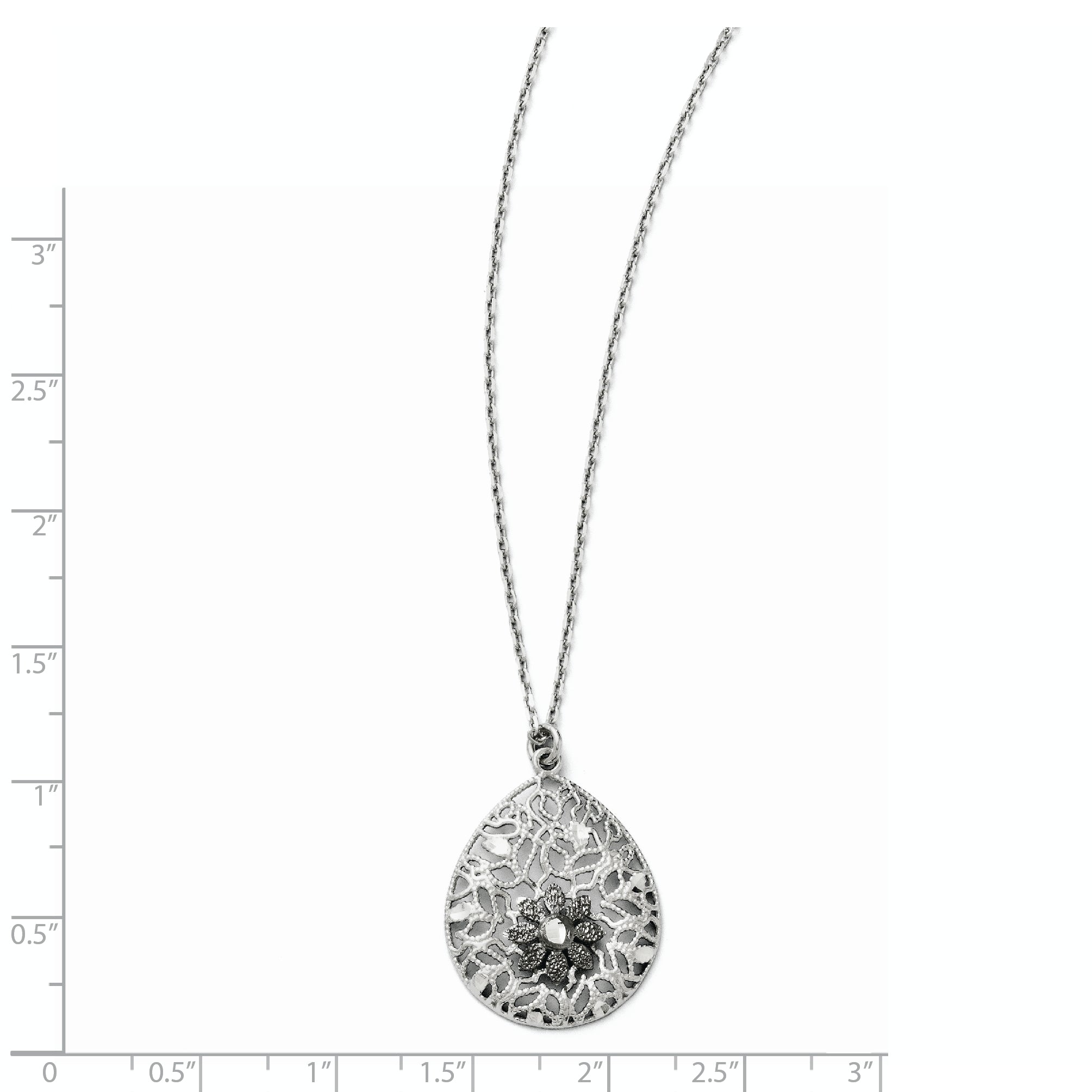 Sterling Silver Diamond-cut and Textured Necklace w/2in ext